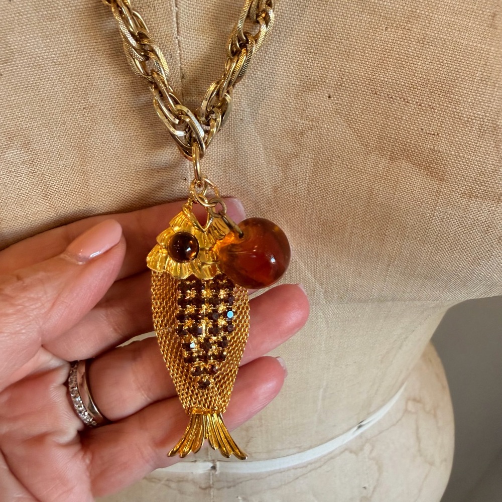 Gold Fish Pendant Necklace